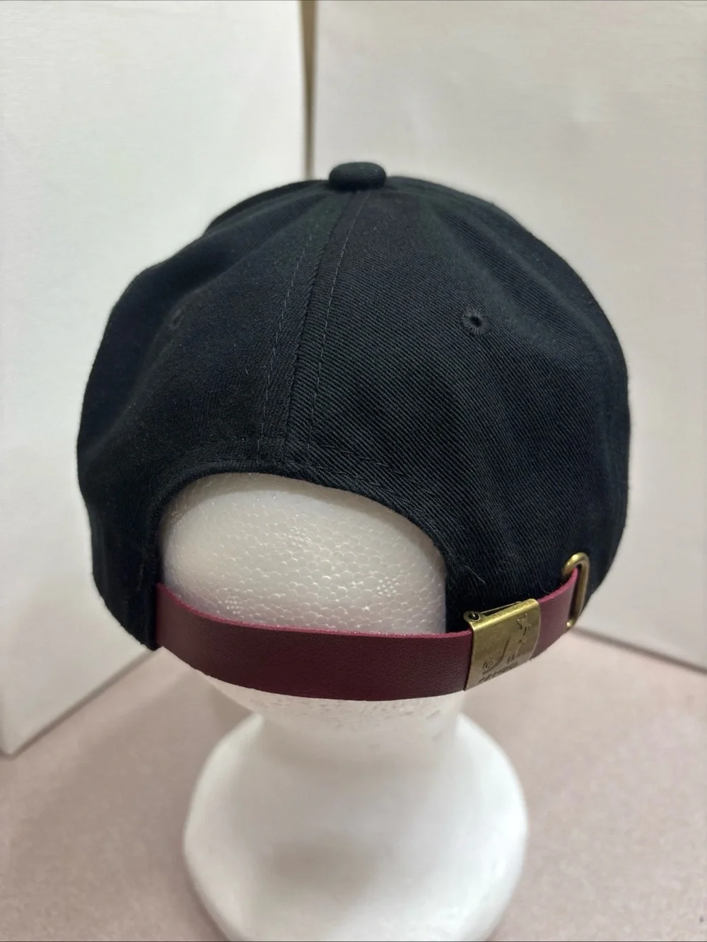 KANGOL Dad Hat Baseball Cap Unisex Black Logo Leather Strapback Adjustable OSFM